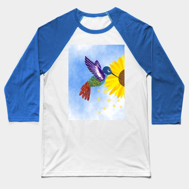 HUMMINGBIRD Sunflower Baseball T-Shirt by SartorisArt1